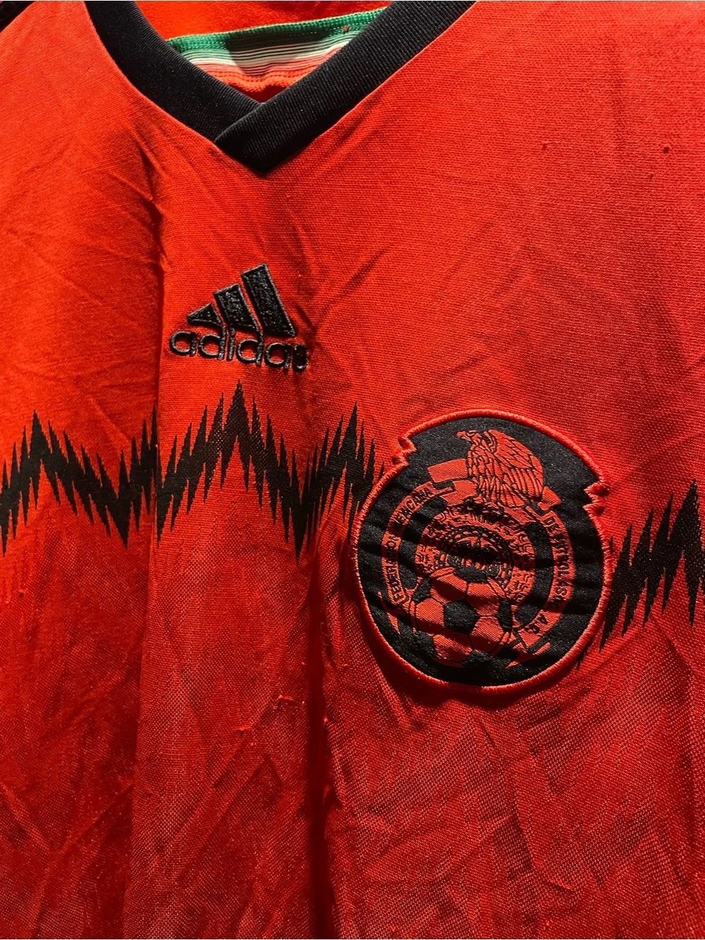 Mexico 2014 Adidas Men’s Red Soccer Jersey with Black Accents